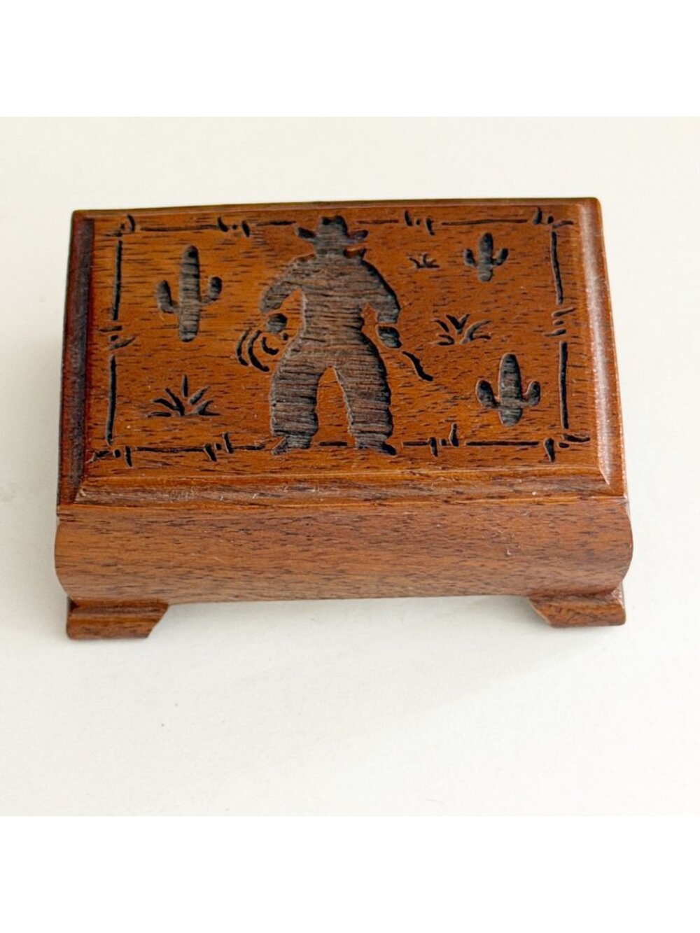 Vintage San Francisco Music Box Carved Wood Cowboy Music Box Home on the Range